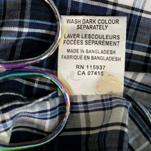 Sondergaard Casual Shirt Men 16 Blue White Plaid LS Buttons Collar Fitted Cotton - Picture 13 of 16